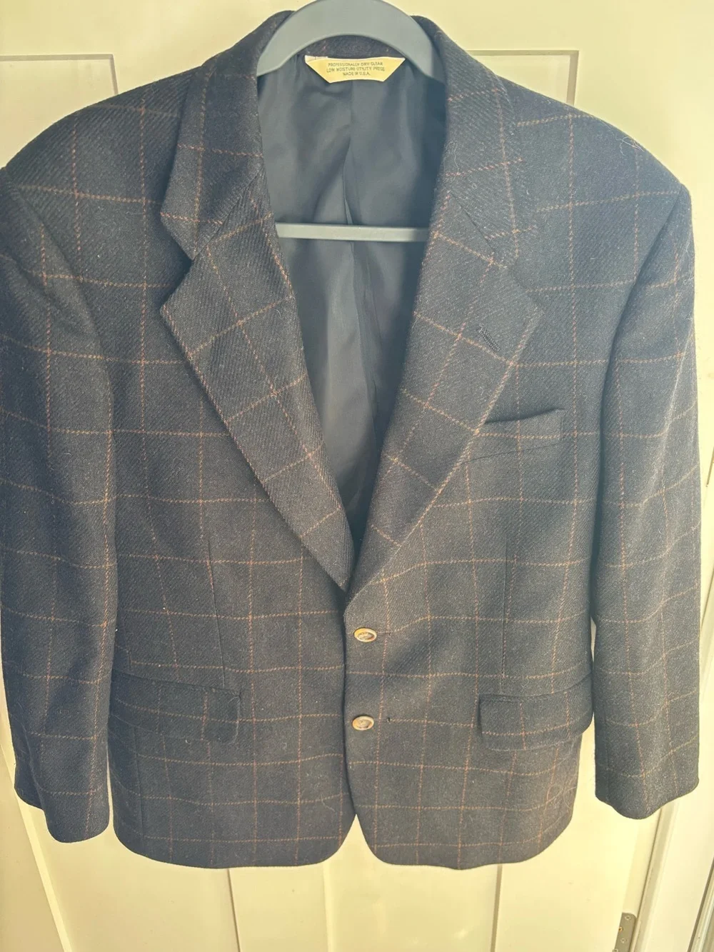 Vintage 90s Evan-Picone Windowpane Tweed Sport Coat Blazer - Made in USA